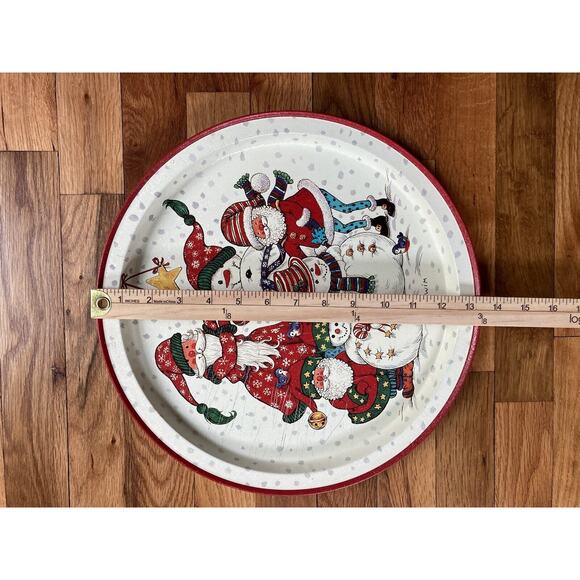 Wim Schimmer Potpourri 1995 Metal Christmas Santa’s Snowmen Serving Tray 13.5” - Picture 5 of 5